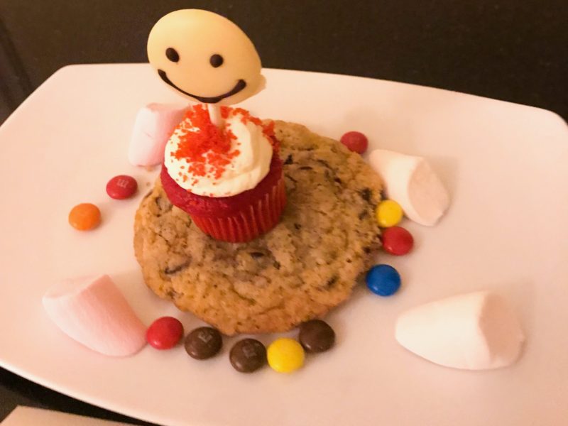 Four Seasons Doha - an enormous cookie, marshmallows, a cupcake, smarties and a chocolate lollipop!