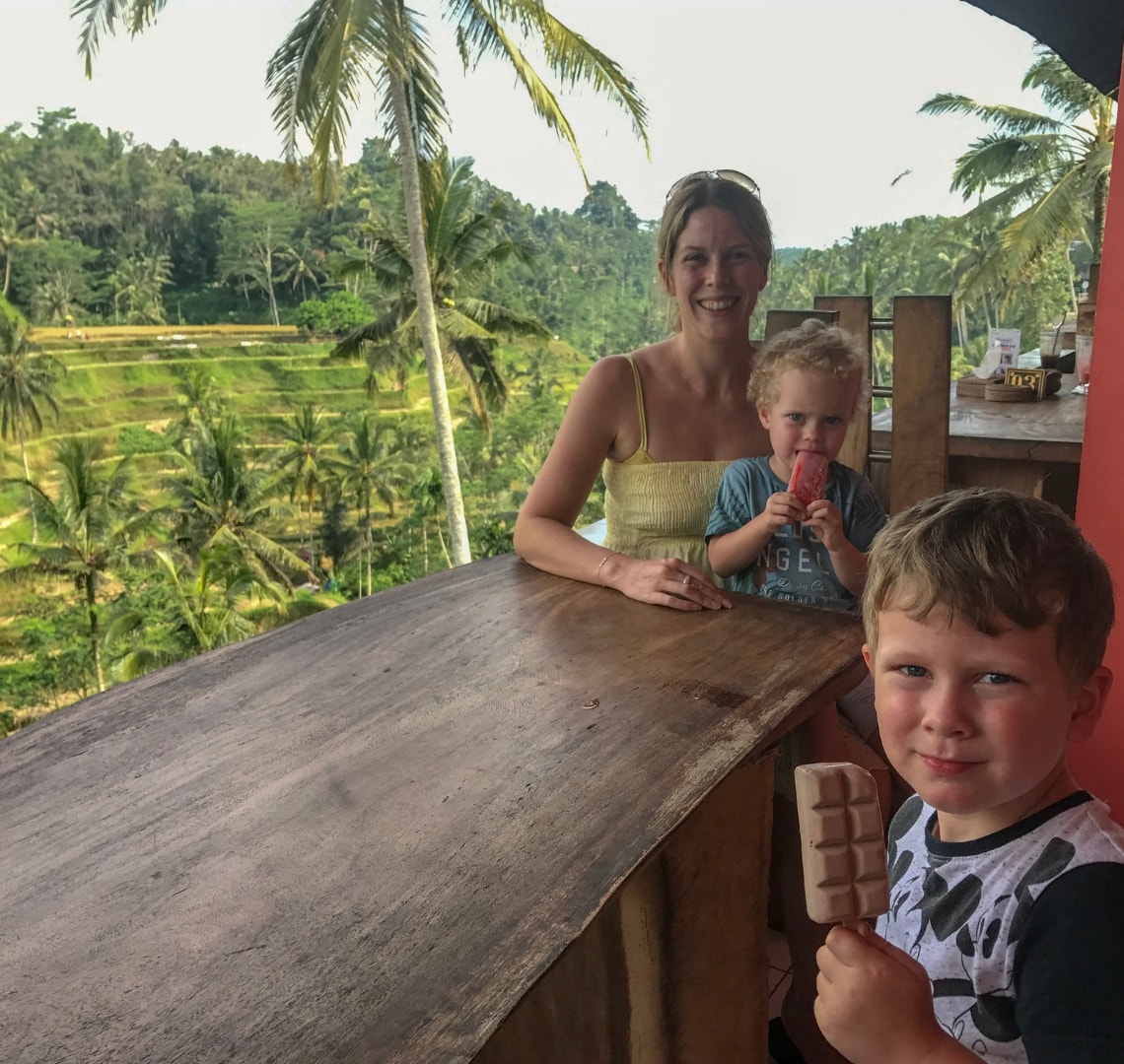 The Small Print - me and the Things having ice cream - Ubud rice terraces