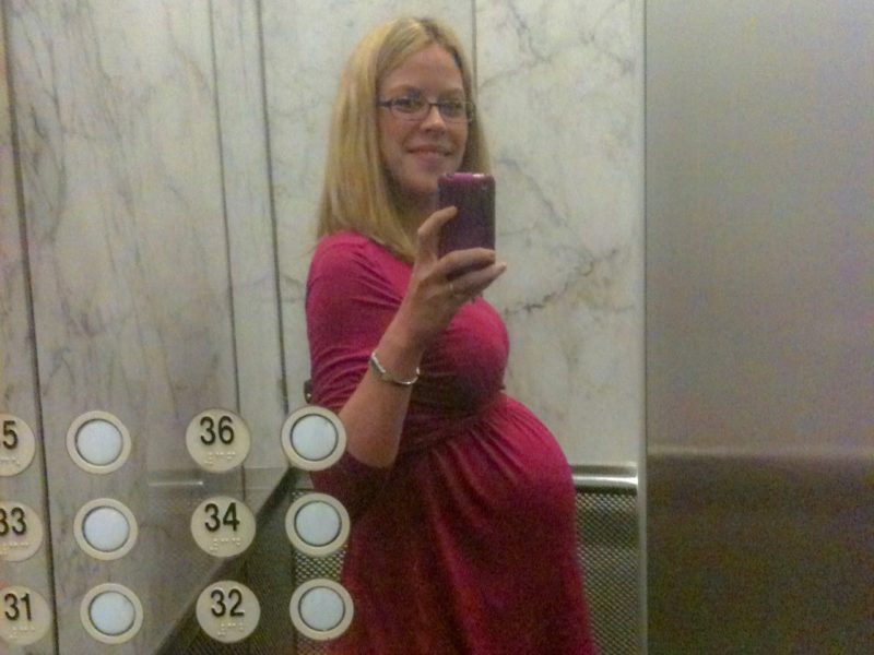 I gave up my career for this - Me at 8.5 months pregnant in the lift on my way in to work