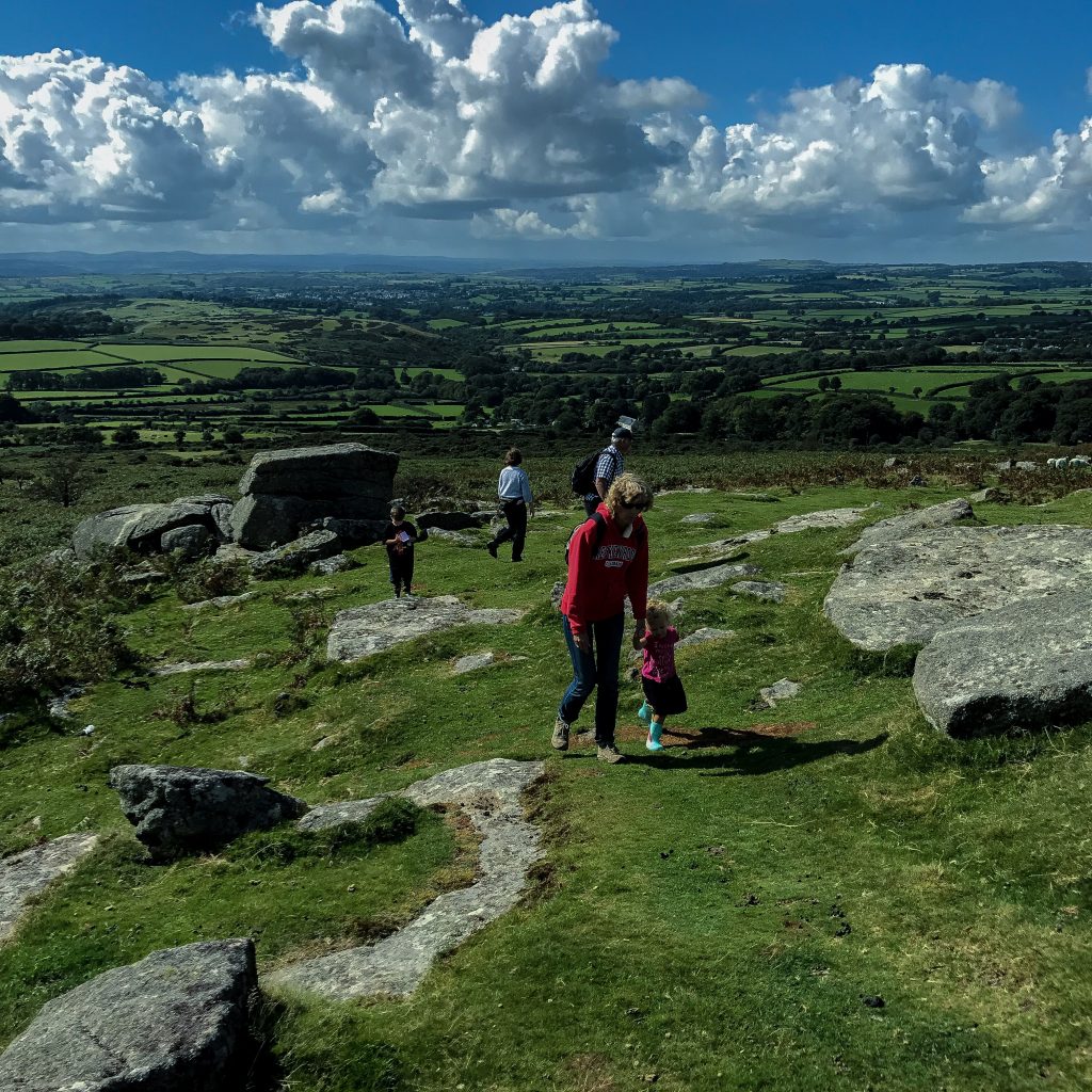 The Things walking up a Tor on Dartmoor with my uncle and aunts and Granny Wanderlust - trip of a lifetime