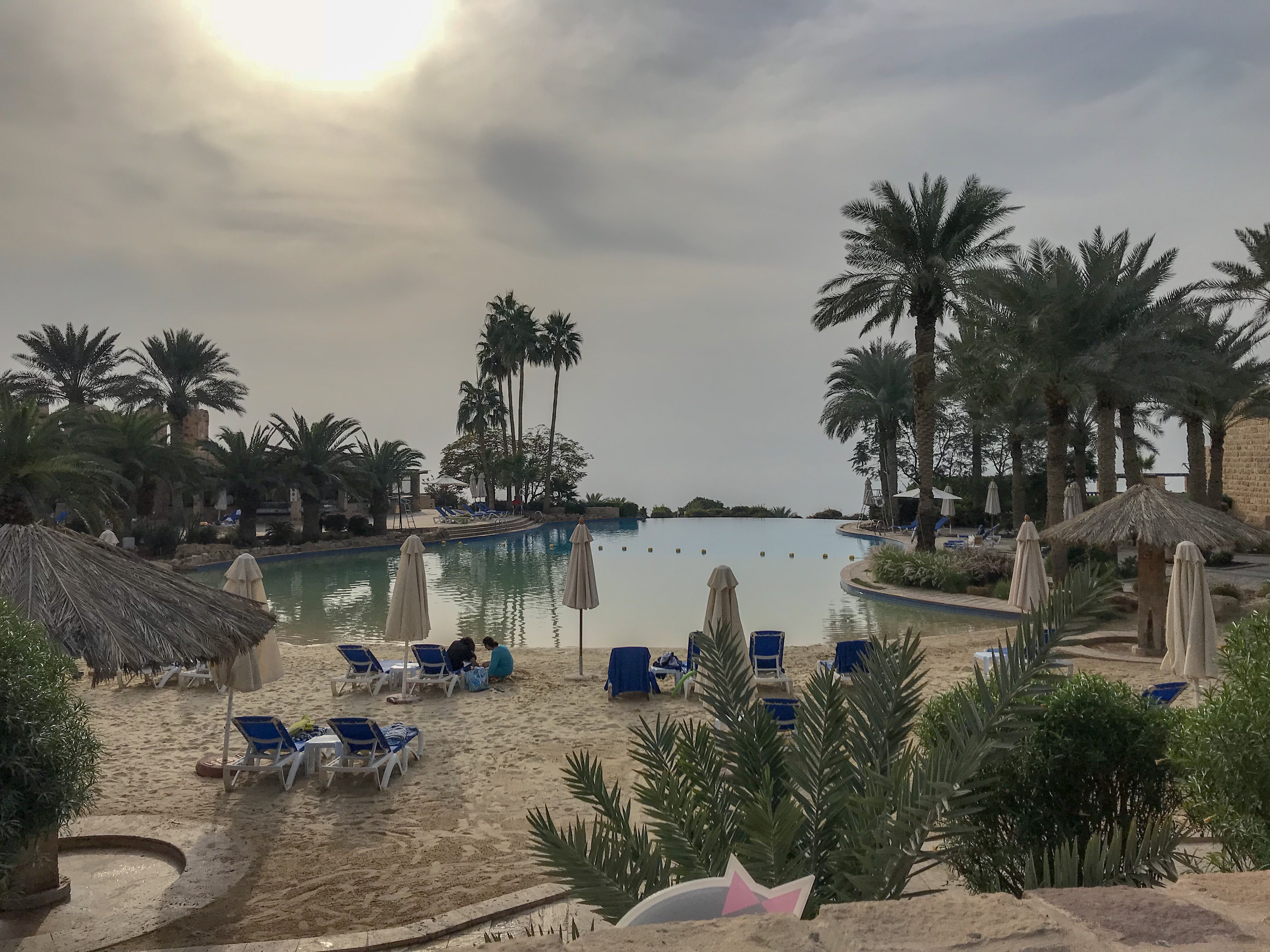 Jordan Adventures Part 2 - the Dead Sea. The Movenpick has a pool with an artificial beach. It looks straight over the Dear Sea and is stunning!