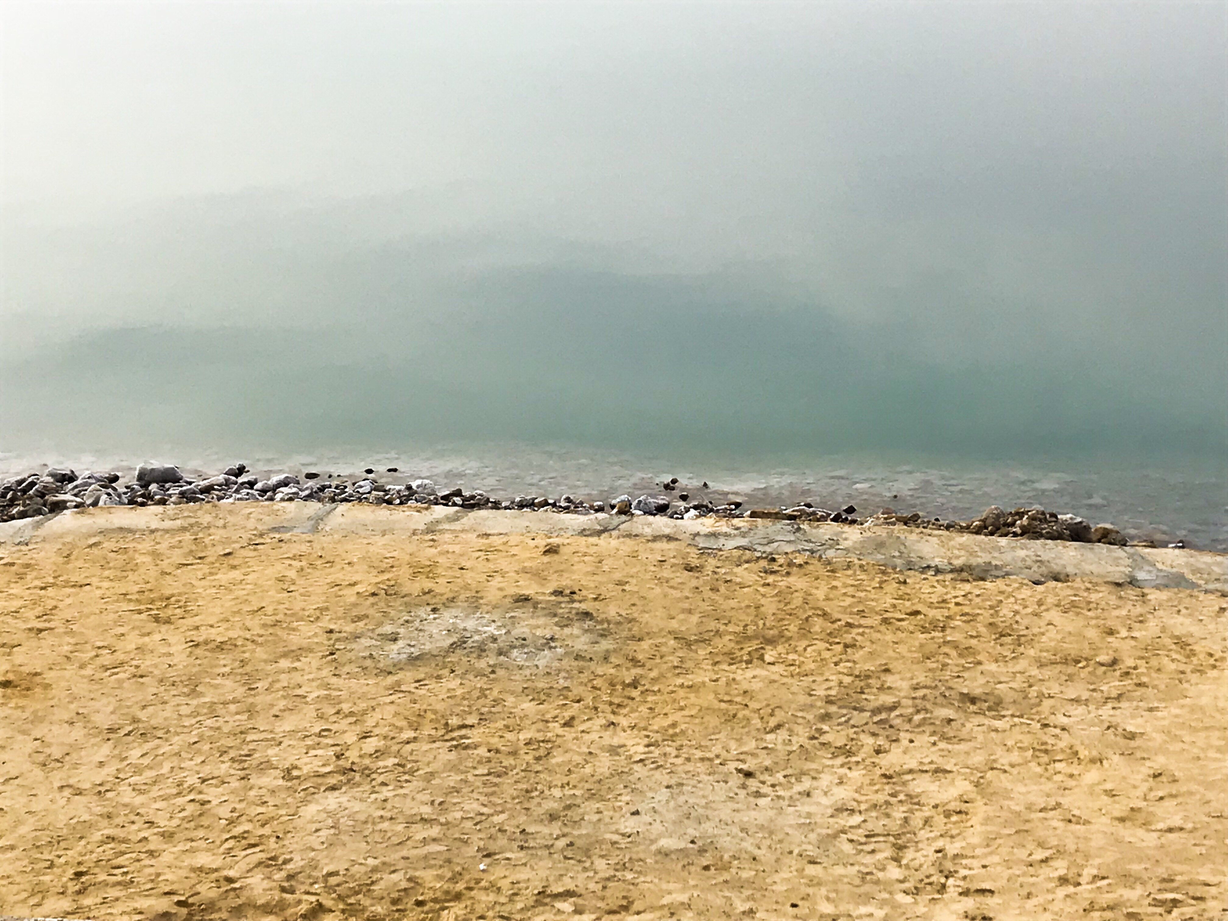 Jordan Adventures Part 2 - the Dead Sea. The Dead Sea meets the shore with beautifully contrasting colours.