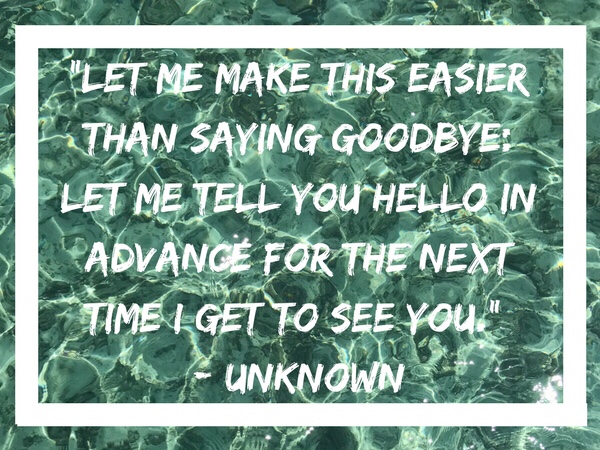 Let me make this easier than saying goodbye: Let me tell you hello in advance for the next time I get to see you. - Unknown