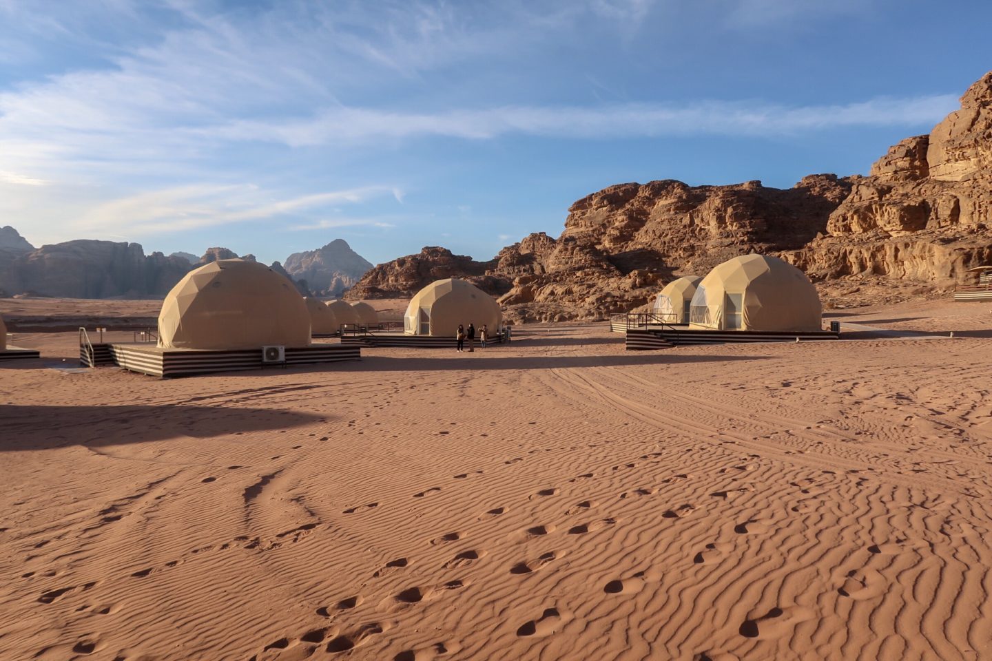 A series of the Martian tents in the middle of the desert - Jordan Adventures Part 4 - Wadi Rum