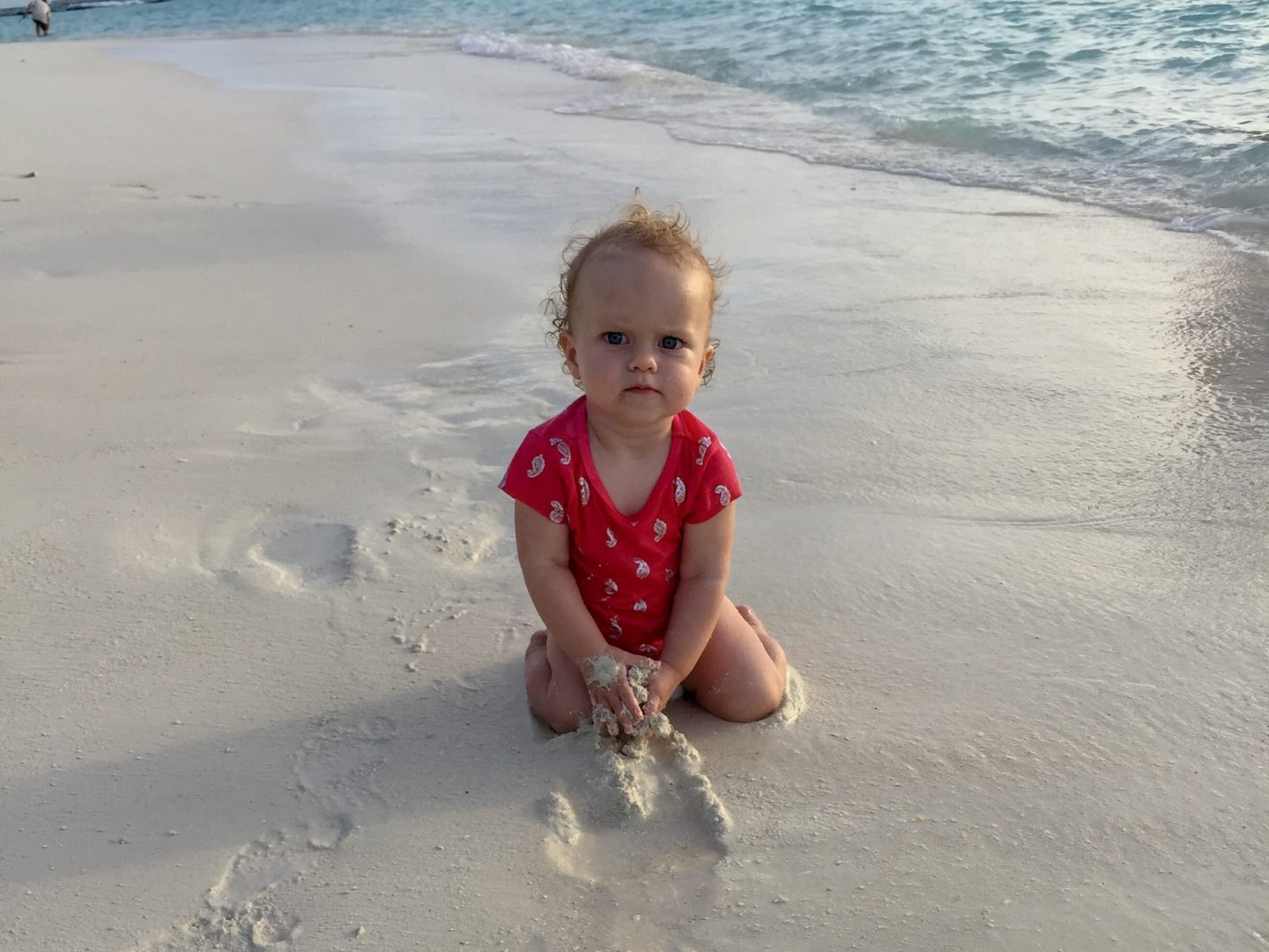 Thing 2 on a Maldivian beach