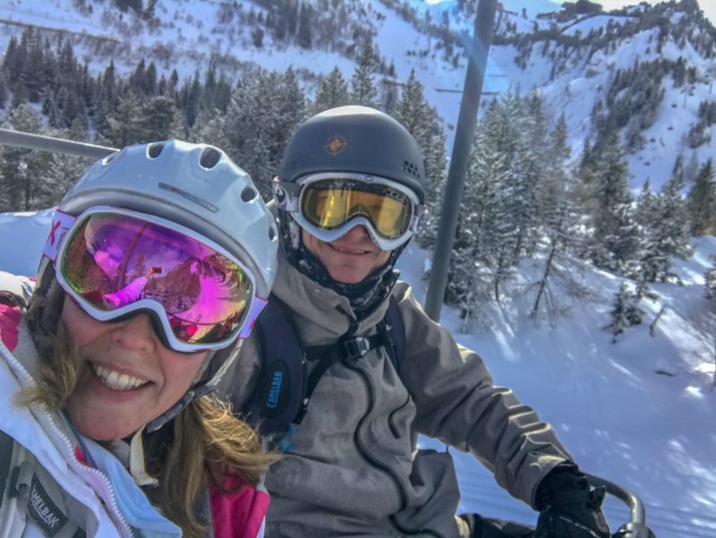 Best Family Ski Holiday - My Wanderlust and I wearing our own ski goggles and helmets